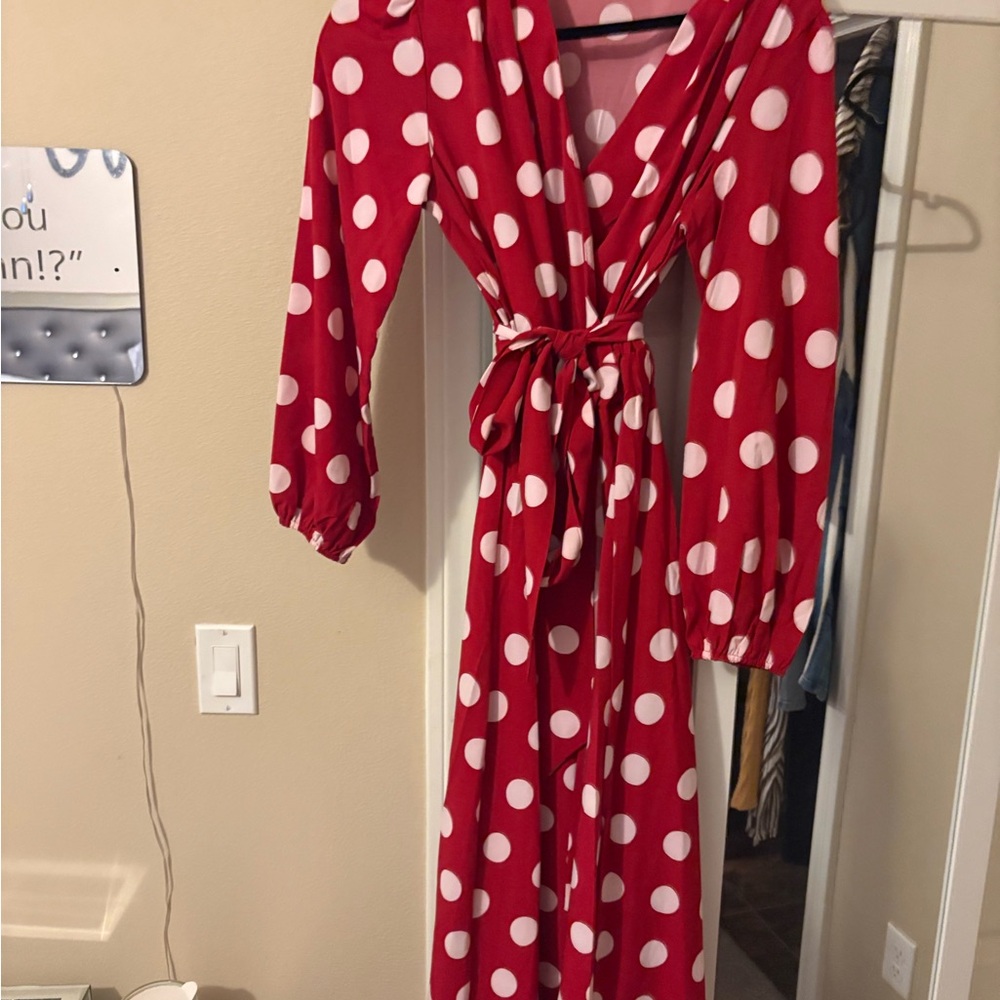 ‼️‼️SOLD ‼️‼️NWOT SHEIN Red Polka Dot Maxi Dress